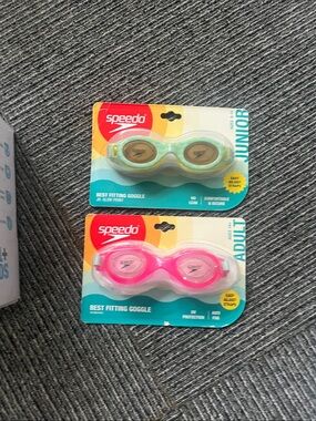 Speedo Pink Adult & Mint Junior Swim Goggles - Pack of 2